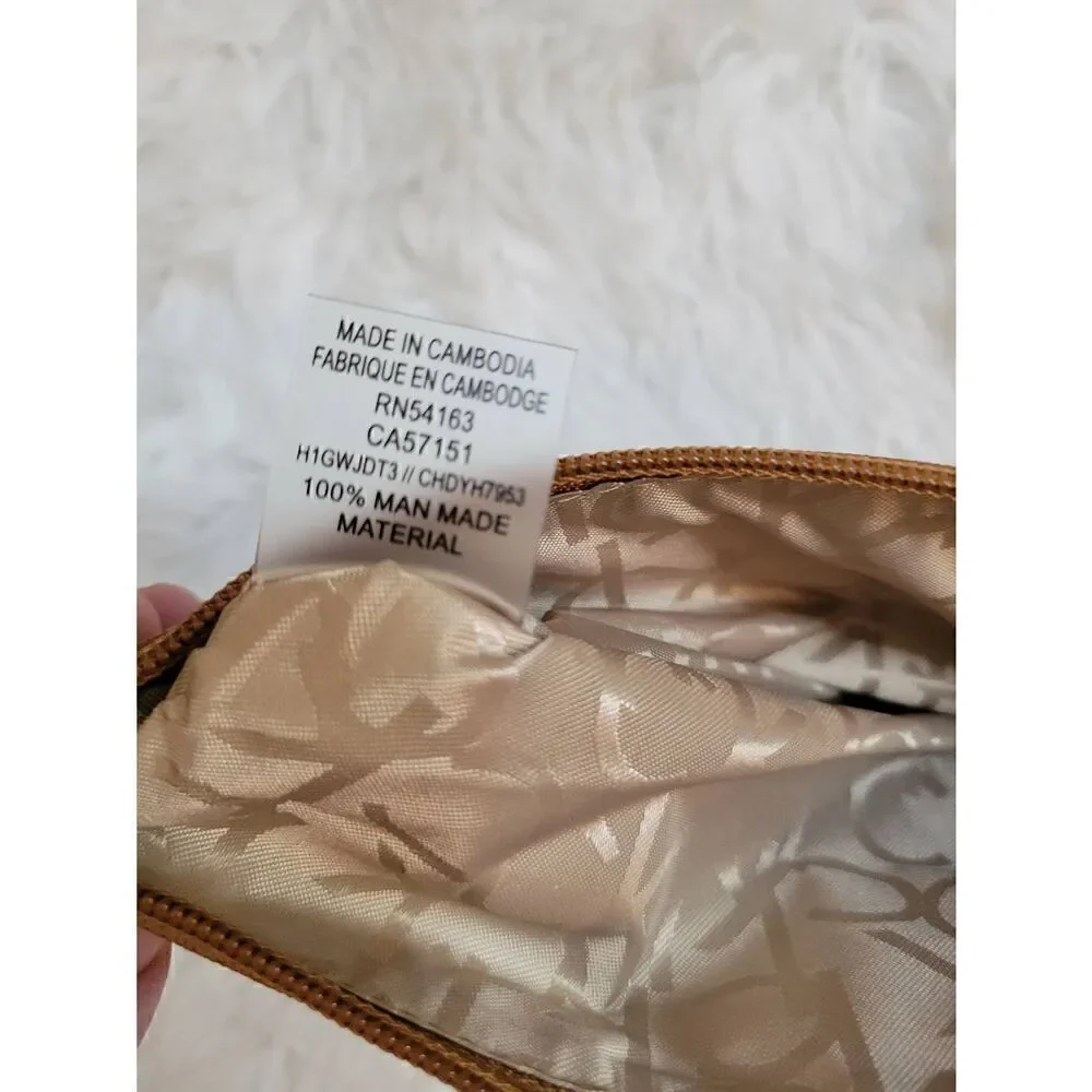 Calvin Klein Small 9x6 Brown Travel Bag Makeup Bag Clutch New